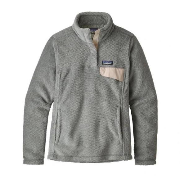 Patagonia Light Grey & Pink Re-Tool Snap‎ T Pullover Fleece Cozy - Picture 1 of 9